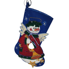 Christmas Stocking Snow Angel Snowman Dimensions 8114 Feltworks Finished Project