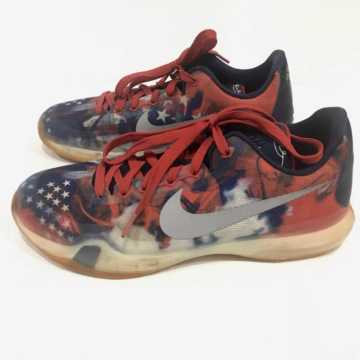 Nike Kobe 10 X American Flag Red White Blue USA Kids Boys Shoes 6.5Y 726067 604
