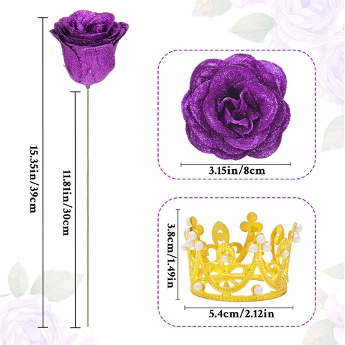 Glitter Roses Bouquet, DIY Fake Glitter Flowers Bouquet, Everlasting Shiny Ar... - Picture 2 of 7