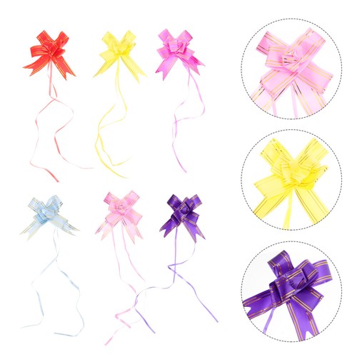 6 Pcs Hochzeitsauto-Dekorationsbogen Schleife Aus Glänzendem Papier - Photo 3/12