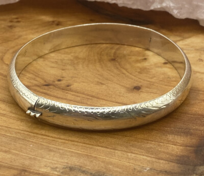 Fas Silver VINTAGE FAS STERLING SILVER ETCHED BANGLE BRACELET | eBay