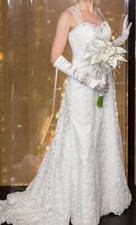 Gorgeous, Customized Alfred Angelo White Lace Wedding Dress  2208W 