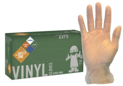 Safety Zone Clear Vinyl Gloves Powder Free Latex Free MEDIUM [Case