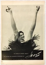 Vintage Print Ad 1954 Hanes Seamless Stockings Hosiery Risqué Woman Upskirt Shot