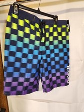 Boys size 20 Hurley swim trunks waist 20/30 inseam 10" back pocket block pattern