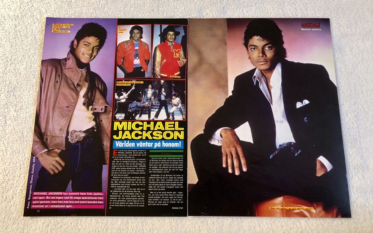 MICHAEL JACKSON 1984 Clipping Poster Swedish Music magazine OKEJ