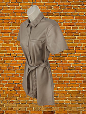 BNWT H&M BEIGE DRESS S WOMENS SHORT SLEEVE FAUX LEATHER SHIRT STYLE RRP £24.99