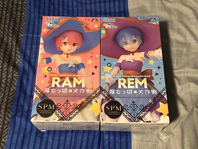 Re Zero REM RAM Super Premium Figure Set of 2 Witch Girl Ver. SPM SEGA Authentic