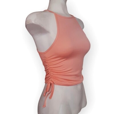 YMI Collections peach body con drawstring sided cropped tank top Size xs small
