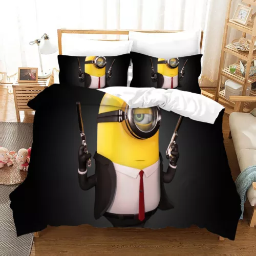 Minions Cartoon Donna Duvet Cover Bedding Set Pillowcases Single Double Queen - Bild 15 von 32
