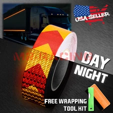 Arrow Yellow Red Conspicuity Tape 2 x120 Reflective Safety Truck Trailer Sticker