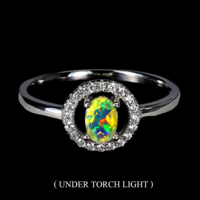 925 Sterling Silver Ring Oval Fire Opal 6x4mm Natural Gemstone Jewelry Sz 8