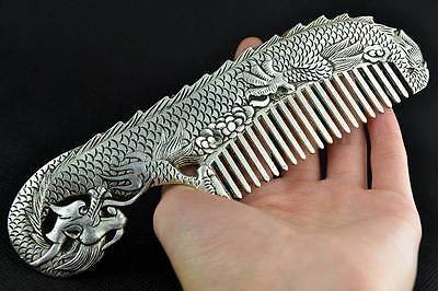 Silver /& White Copper Carving Dragon Comb Chinese Handmade Tibet