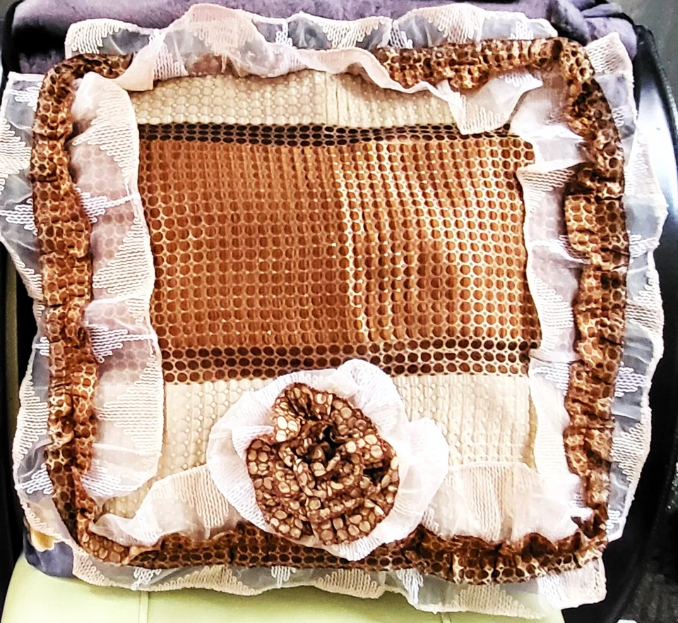 ITALIAN FABRIC SET OF 2 HANDMADE BEIGE/BROWN Bohemian Pillow Cover SIZE 19x16" - Image 3 of 4