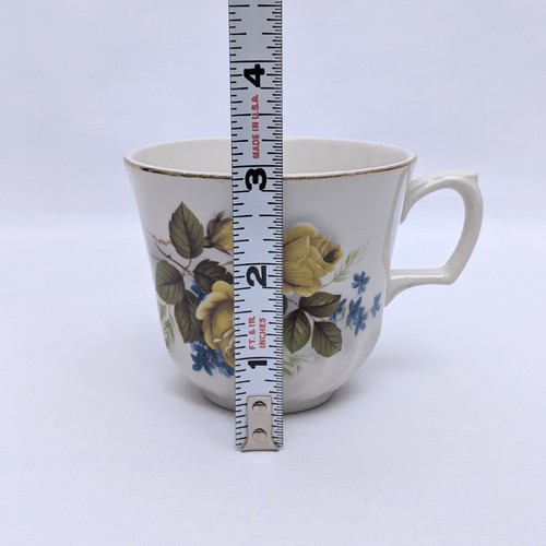Ridgway Ironstone 5 Dinner Plates Tea Set Favourite Rose Yellow Floral Swirl Rim - Picture 11 of 16