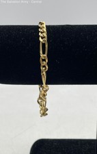 18K Yellow Gold Fine Jewelry Lobster Clasp Figaro Chain Bracelet 5.90g