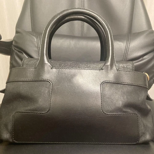 BALLY Handbag Shoulder Bag Engrave Logo Leather Black 0060527K Authentic - Afbeelding 3 van 8