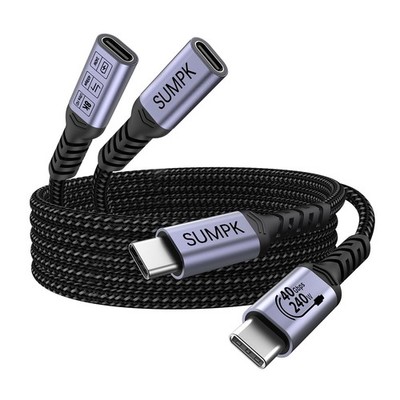SUMPK Long USB C Extension Cable 10FT (2 Packs), 240W Fast Charging