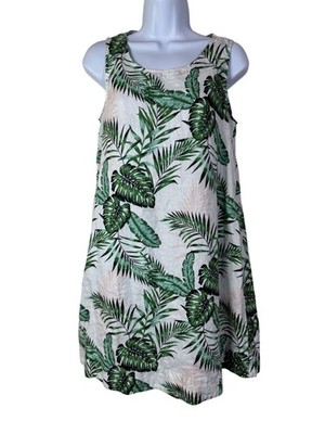 C&C California Women Tropical Sleeveless 100% Linen Dress Sz Small Hawaiian  Boho | eBay