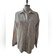 SAKS FIFTH AVENUE Floral Linen Blend Shirt | SZ M