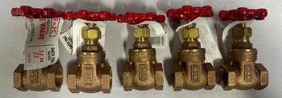 Lot Of ''5'' New B & K 1/2'' Threaded Brass Gate Valve (A20)
