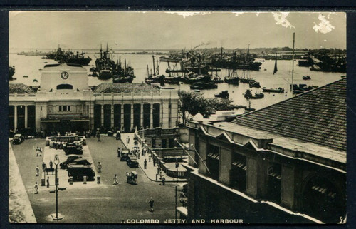 Ceylon Postcard - 'Colombo Jetty and Harbour'  Used