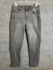 American Eagle Women  s Mom Jeans Gray High Rise Stretch Size 6
