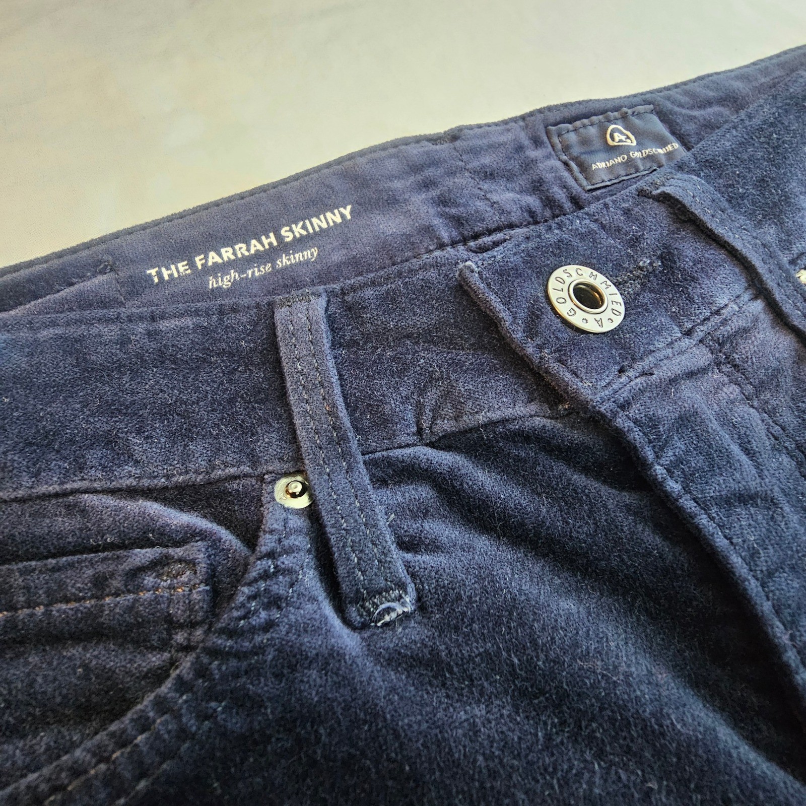 AG Adriano Goldschmied *FLAWED* Size 24R The Farrah Navy Velvet Jeans NWD L544 thumbnail 7