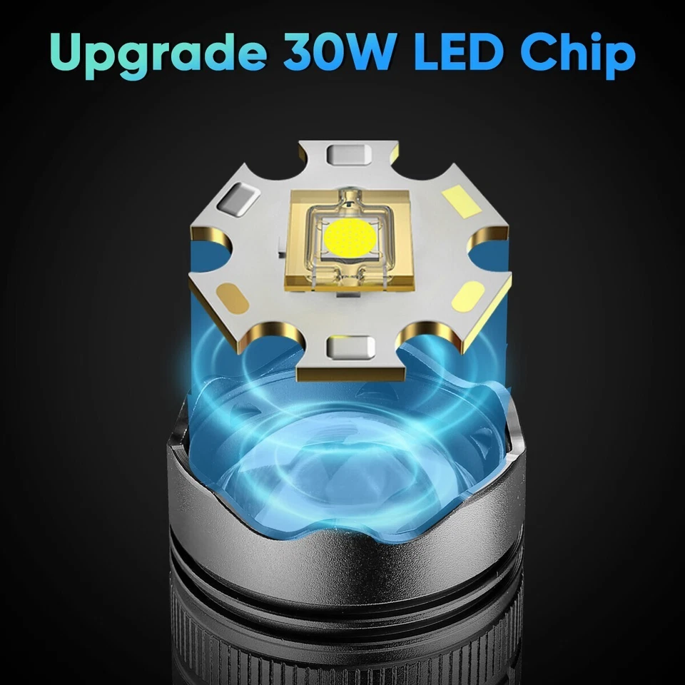 Paquete de 1-2 linternas tácticas LED recargables 5000000lm súper brillantes Foto 2 de 4