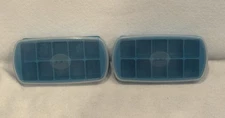 2 Joie Medium Ice Cube Trays, Covered Stackable, No-Spill Removable Lid, Blue