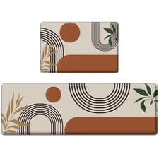 Anti-Fatigue Boho Kitchen Rug Set of 2 Cushioned Bohemian Kitchen Mats for Fl...