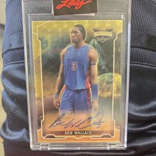 BEN WALLACE 2022 LEAF VIBRANCE GOLD SUPERFRACTOR AUTO BA-BW2 #d 1/1 PISTONS HOF