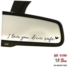 3 x I Love You Drive Safe Rearview Mirror Sticker, Waterproof Vinyl Car Black