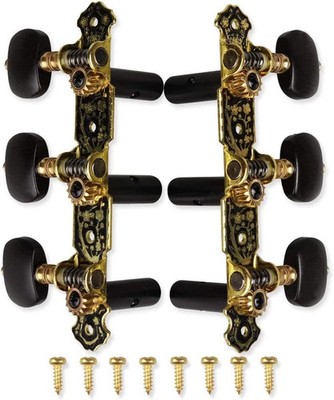 3+3 Classical Guitar Tuning Keys Machine Heads Black 1:14 Gear Ratio Pegs