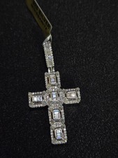 925 Sterling Silver Baguette Cross Pendant 2.00ctw
