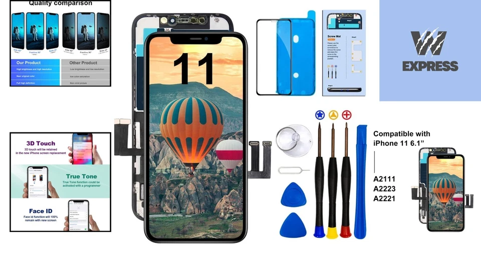 iPhone 11 Display Ersatzset Reparatur Werkzeug Glas Bildschirm Display - Bild 2 von 4