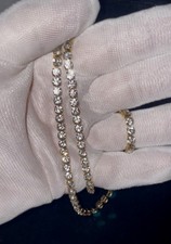 4mm 18 Tennis Chain Necklace Stainless 14k Gold Steel Cubic Zirconia Chain