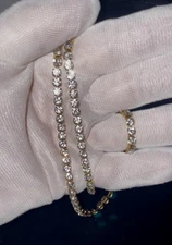 4mm 18” Tennis Chain Necklace Stainless 14k Gold Steel Cubic Zirconia Chain