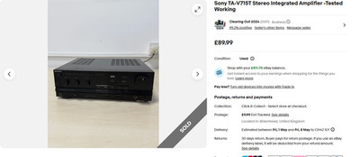 Sony TA-V715T Stereo Integrated Amplifier - DEFEKT - RETOURE