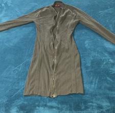 guess long dress olive green long sleeve ribbed with gold zip Up Women’s Small