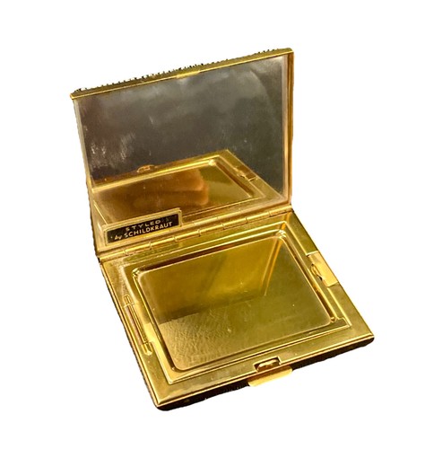 Vintage Black Beaded Powder Compact Styled By SCHILDKRAUT Complete  - Bild 4 von 9