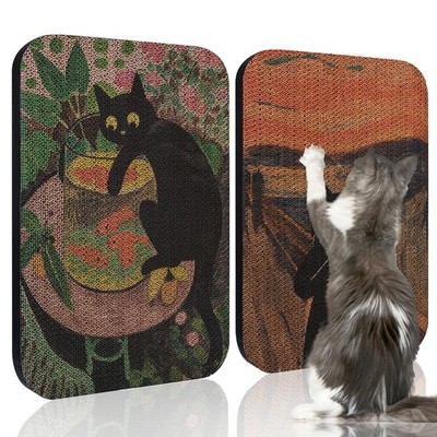 Cat Wall-Mountable Scratching Board 16.7x11x1 Inch 2 Pack with Adhesive Strips