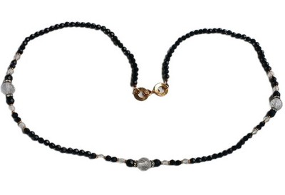 Chloé Vintage Perlenkette schwarz goldfarben Strass signiert