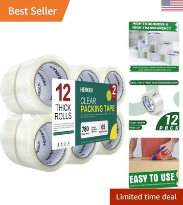 Thick Clear Packing Tape, 12 Rolls - 2 Inches Wide, Ideal for Moving & Shipping