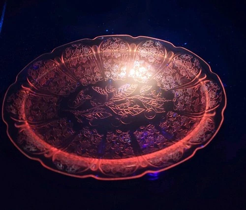 Vintage Selenium Jeanette Pink Cherry Blossom depression glass 9" Serving Bowl