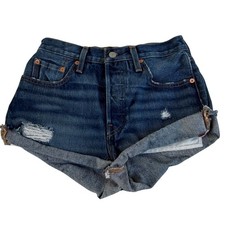 Vintage Levi's Premium 501 High Rise Denim Shorts W25 Distressed Raw Hem