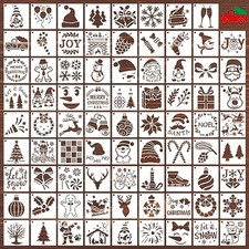 80 Pcs 5 x 5 Inch Christmas Stencils for Painting on Wood, Reusable Merry Chr...
