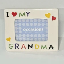 VTG I Love My Grandma Ceramic Picture Frame Holds 2.5” X 3.5” Small Mini Frame