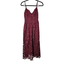 NEW ASTR the Label S Burgundy Red Sheer Lace Midi Dress Tannin Formal Floral