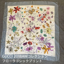 Used GUCCI 2018AW Collection Flora Gothic Print Silk Scarf
